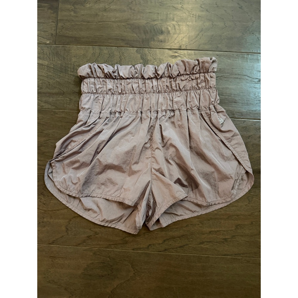 Free People Movement The Way Home Shorts Small Mauve High Rise Smocked Running